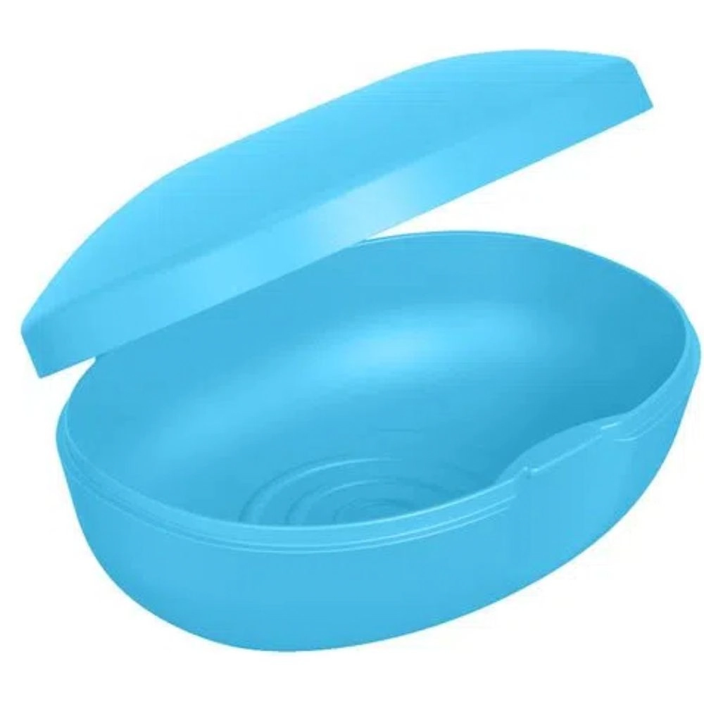Saboneteira Plast Oval Az C/tp Un