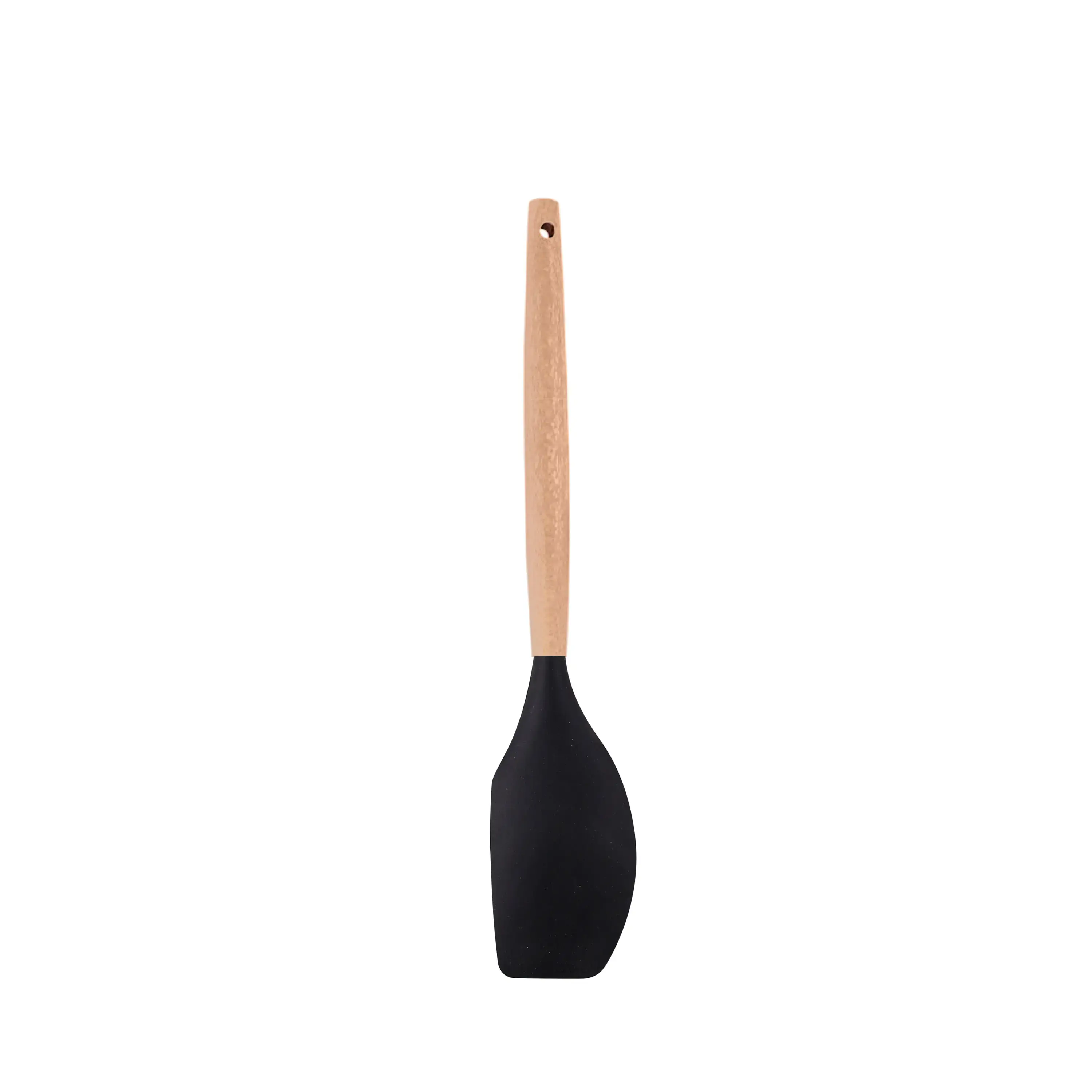 Espatula Silicone Preto Cabo Madeira 31cm Cm48 15042 Inga