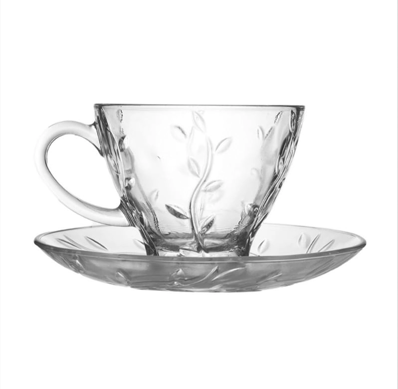 Jogo De Xicaras De Chá De Vidro Lily 220ml 12 Peças