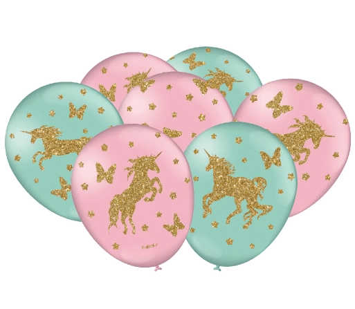 Balao Especial Verde Rosa Unicornio New C/25 Festcolor
