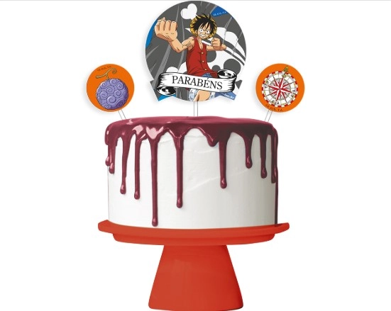 Kit Topo De Bolo C/3 Pcs One Piece Festcolor