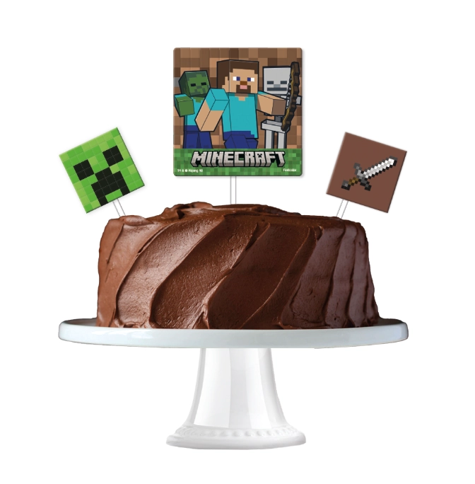 Kit Topo De Bolo Minecraft C/03un Festcolor