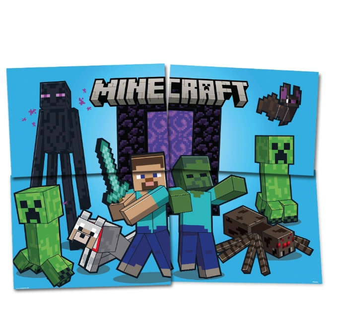 Painel Decorativo 4 Laminas Minecraft Festcolor