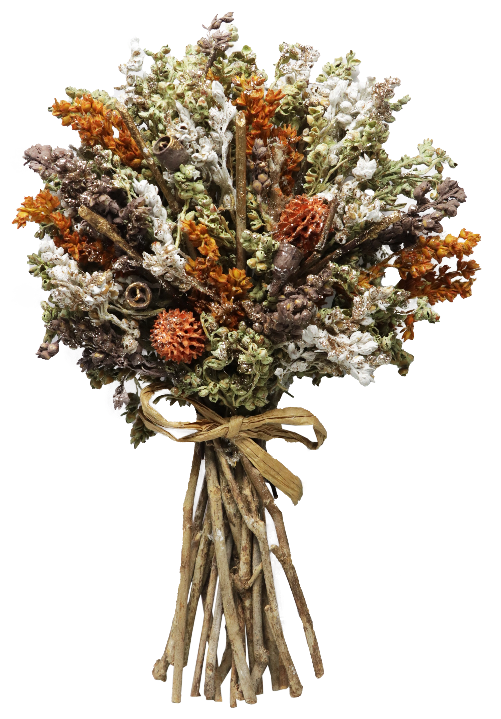 Arranjo Rstico Flores Secas C/ Lao 12cm X 5cm X 19cm