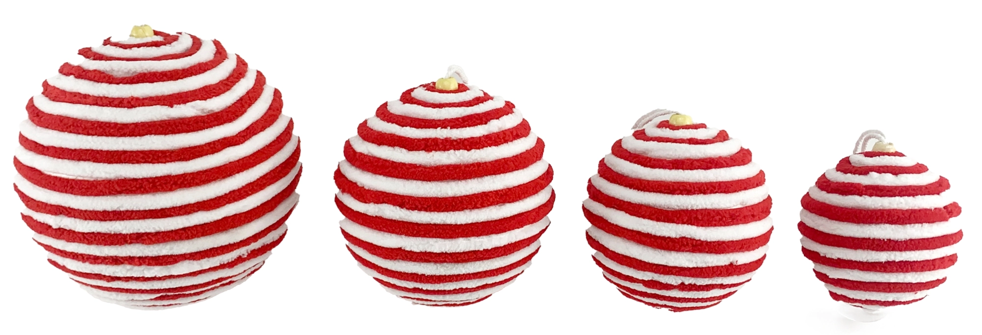 Bola Natal Listrada Camurca Vermelho Branco 15cm Sd3433 Rio Master