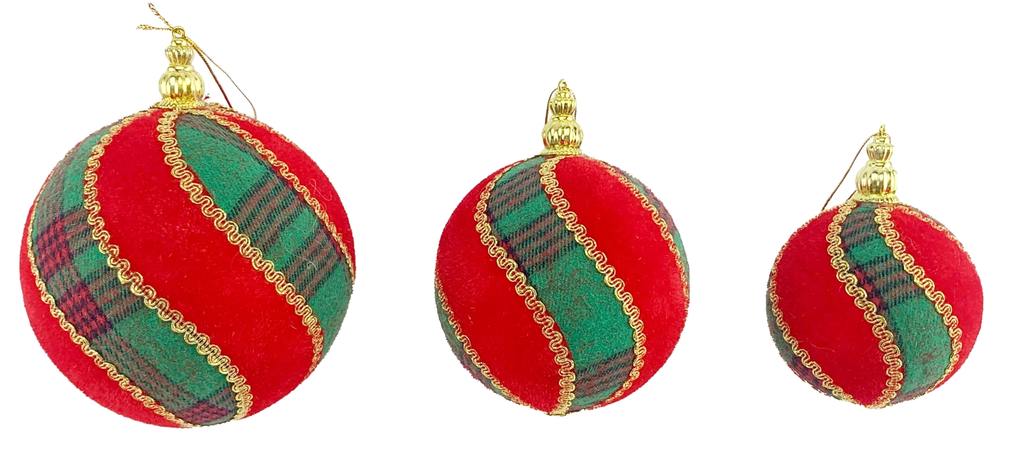 Bola Natal Camurca Xadrez Vermelho 10cm 12un Sd3461 Rio Master