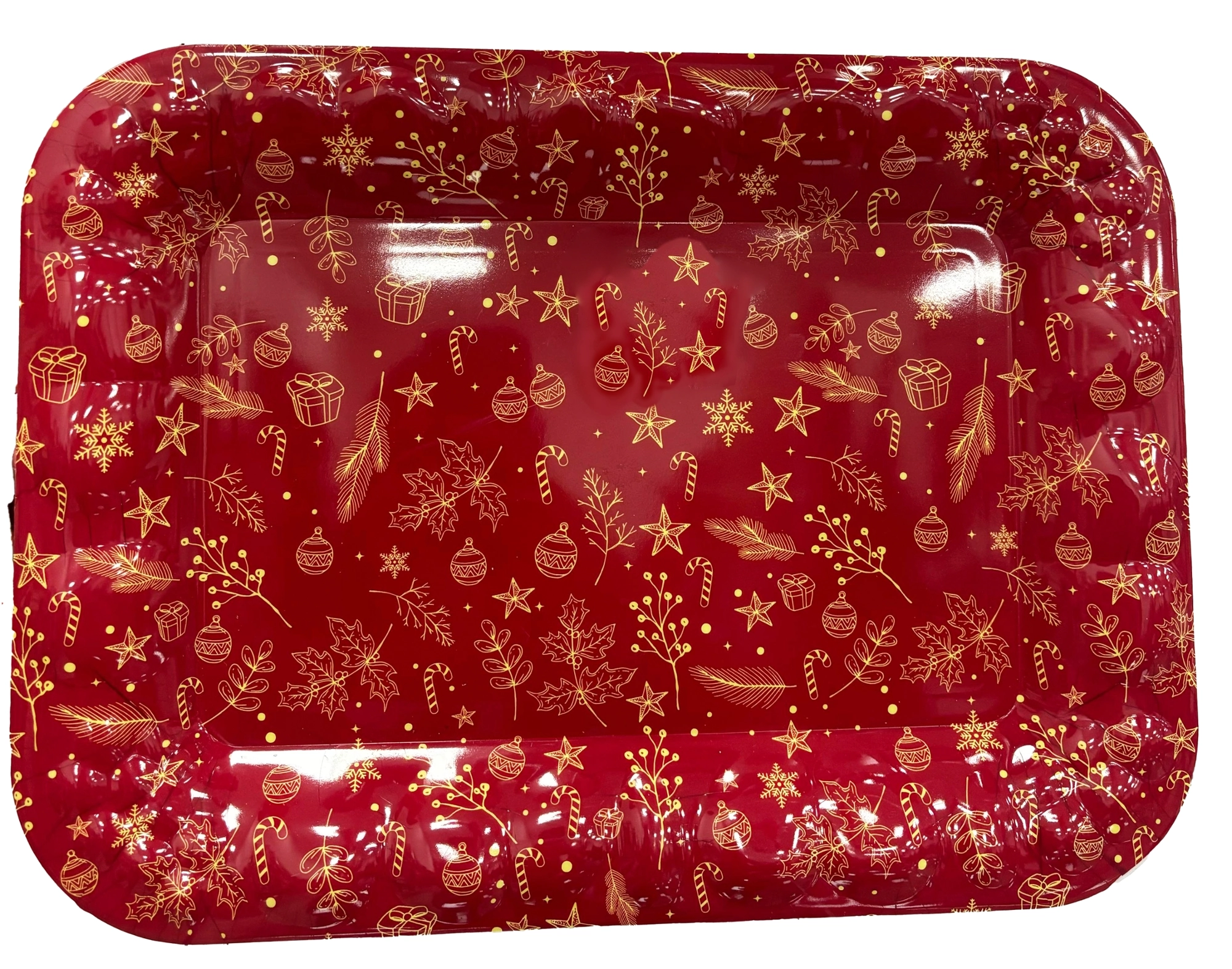 Bandeja Retangular Natalina Decorado Vermelho 37,5x27cm Jca3635 Rio Ma