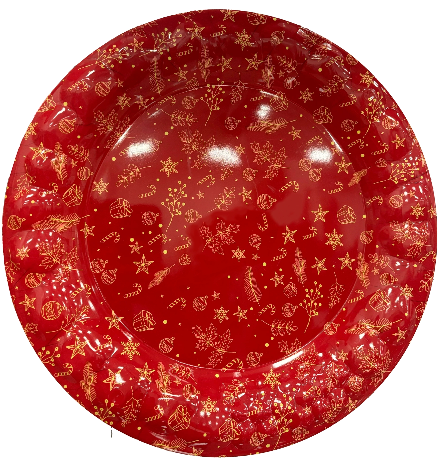 Bandeja Redonda Natalina Decorado Vermelho 37x2,5cm Jca3638 Rio Master