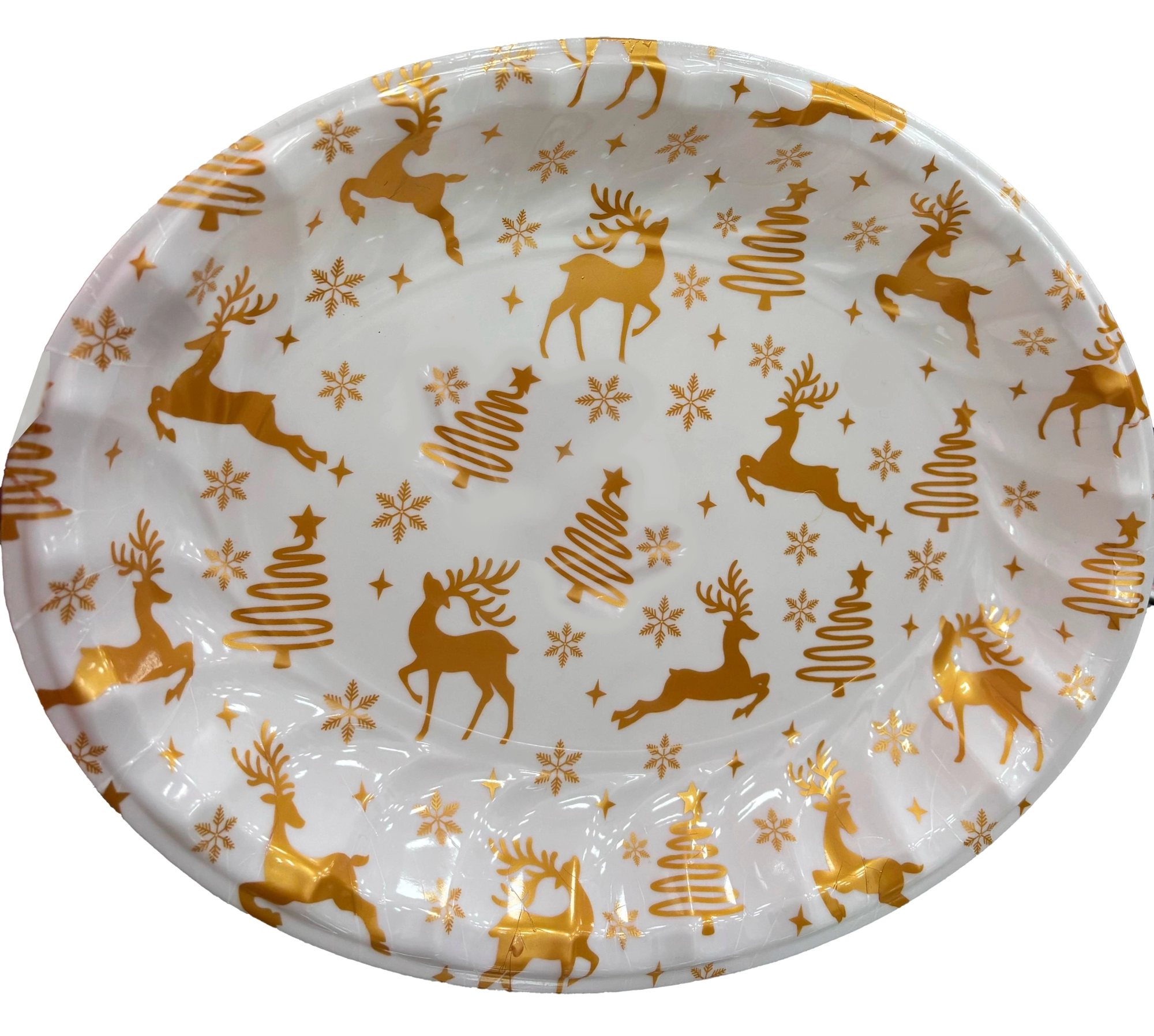 Bandeja Oval Natalina Decorado Dourado 36x27,5cm Jca3650 Rio Master