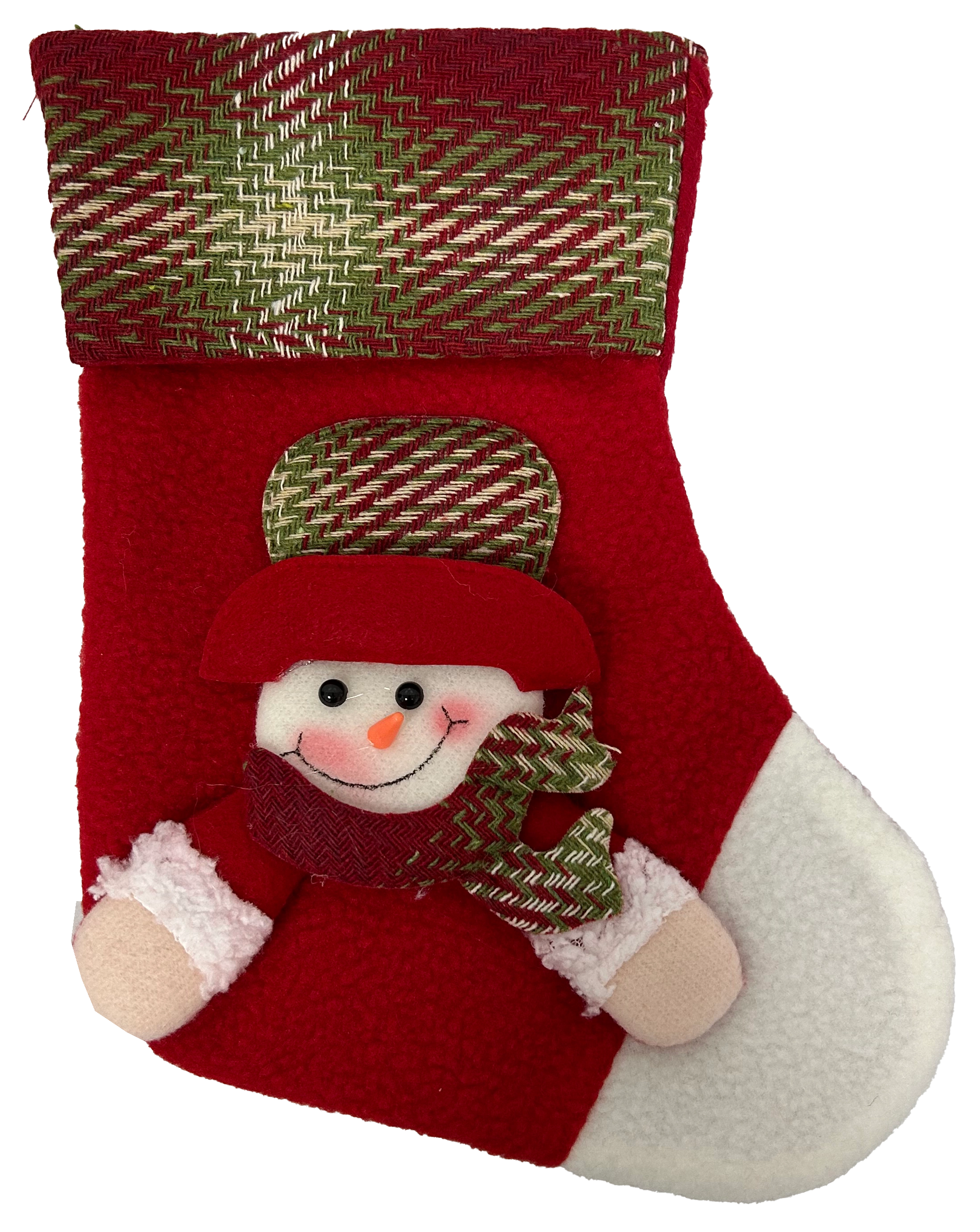Bota Natal Boneco Xadrez Vermelho 17x25cm Wfh2941 Rio Master