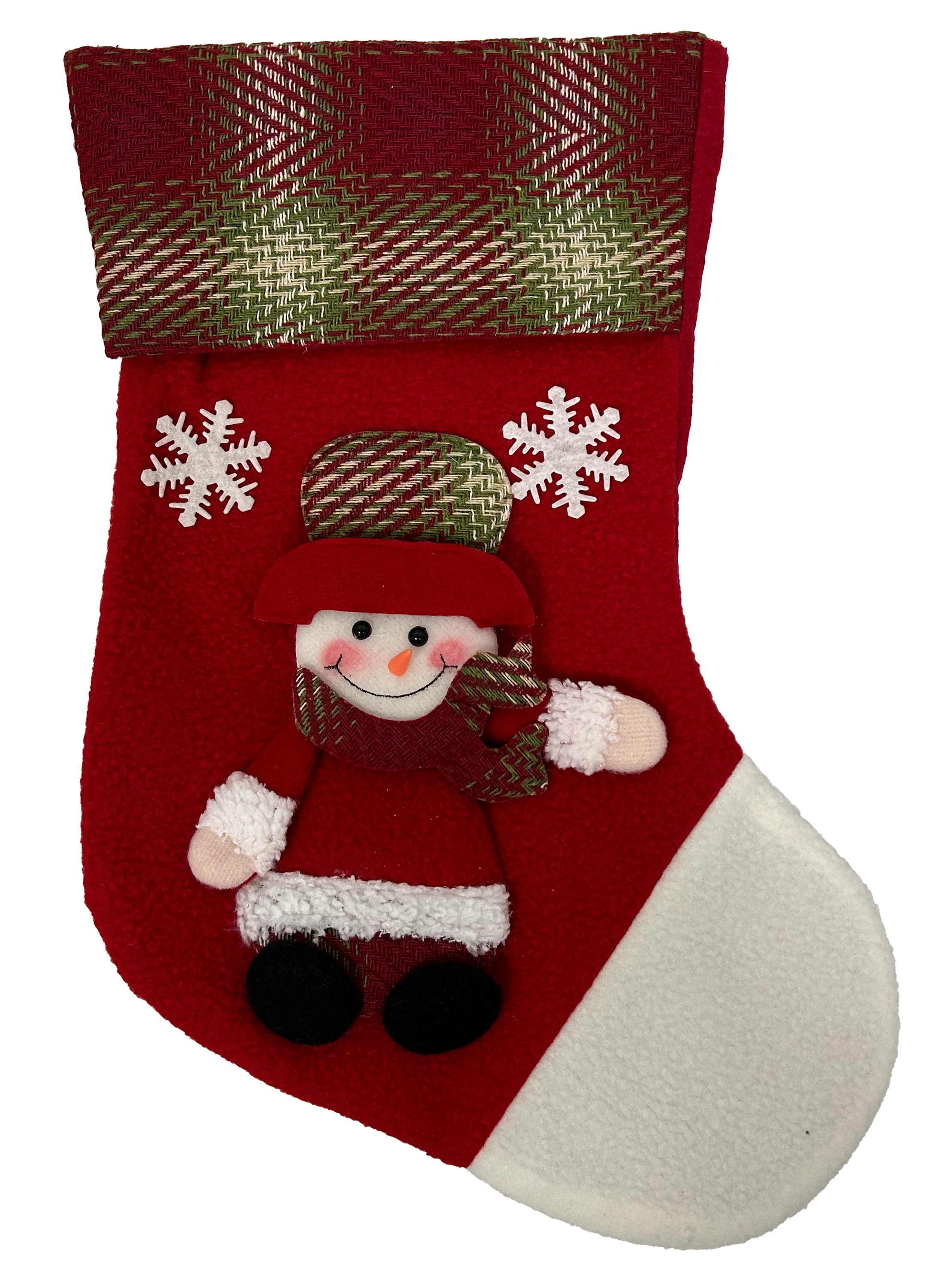 Bota Natal Boneco Xadrez Vermelho 22x35cm Wfh2942 Rio Master