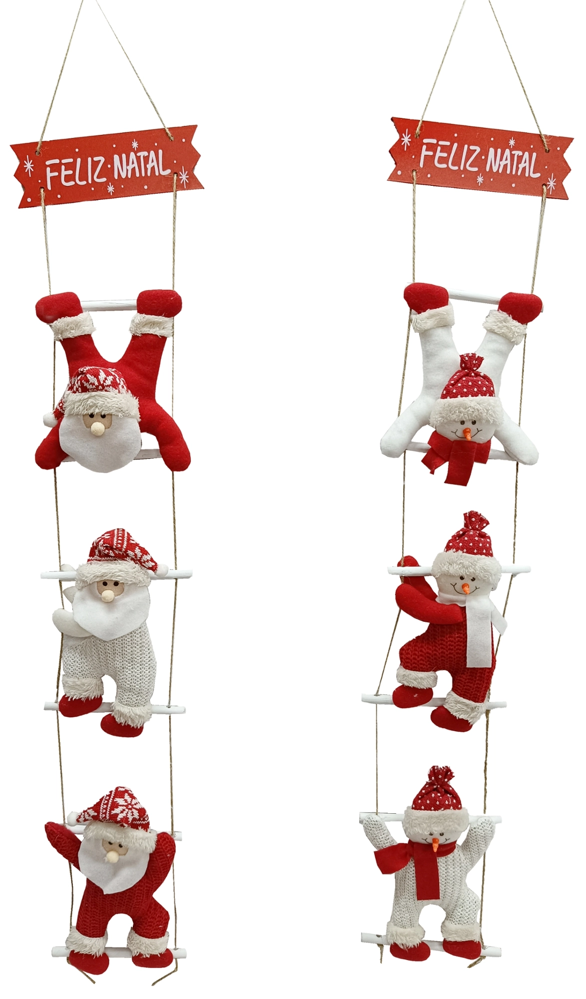 Enfeite Natal Pendurar Bonecos Escada Vermelho 106cm Xts3928 Rio Maste