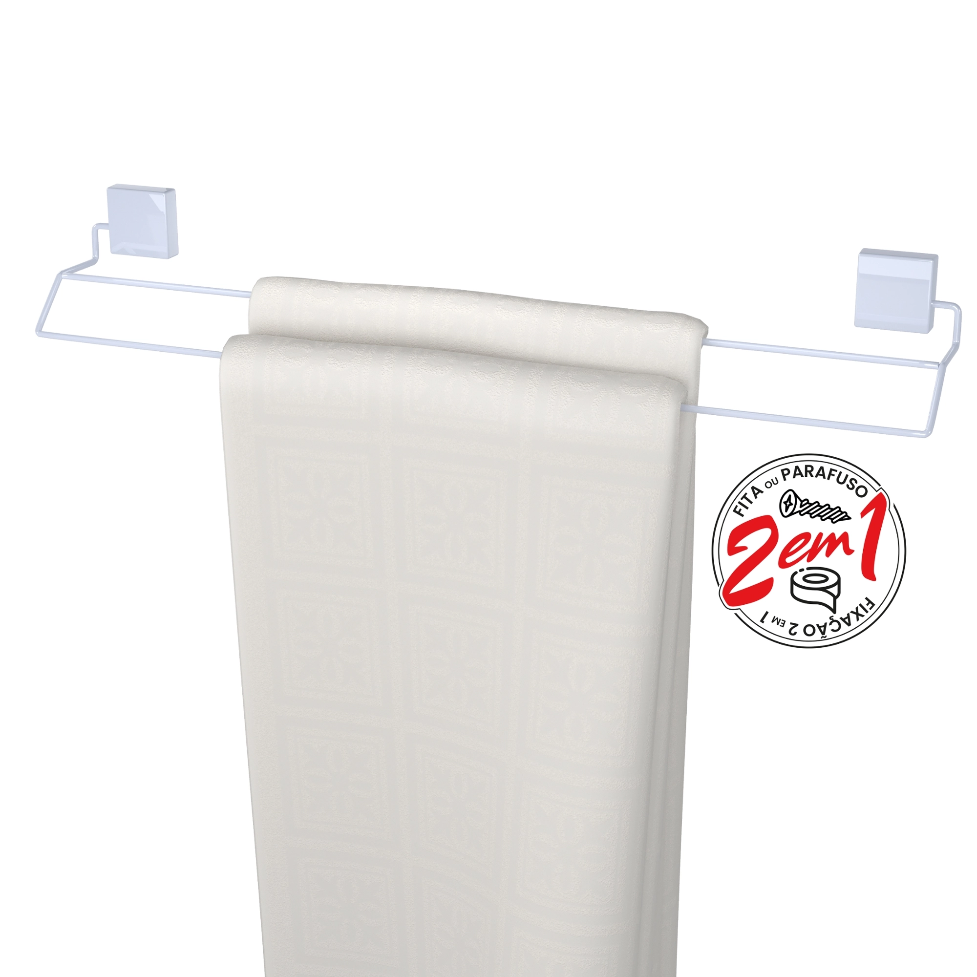 Suporte Toalha Duplo Exclusive Fort Fix Branco Or0262 Dicarlo