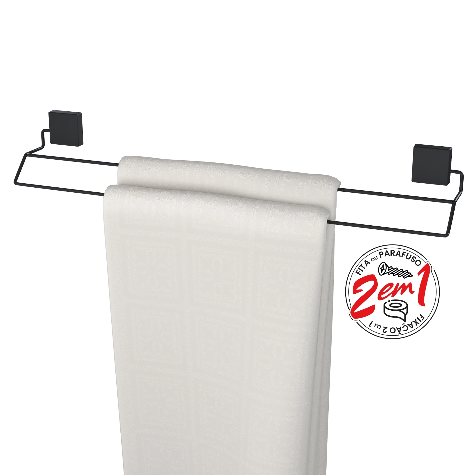 Suporte Duplo Toalha Exclusive Fort Fix Preto Or0264 Dicarlo