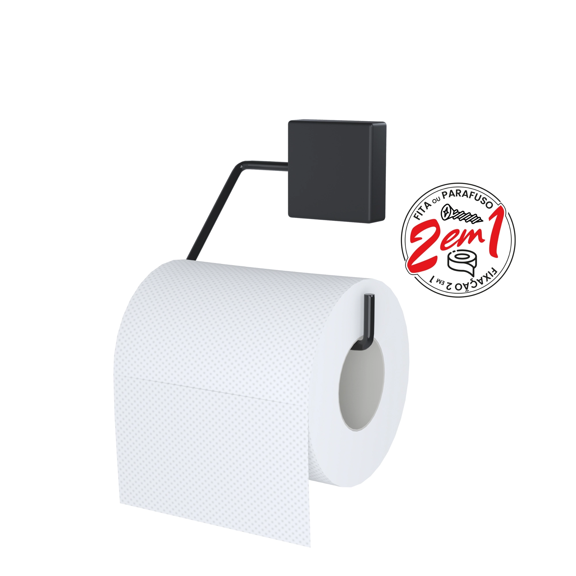 Suporte Papel Higienico Exclusive Fort Fix Preto Or0267 Dicarlo