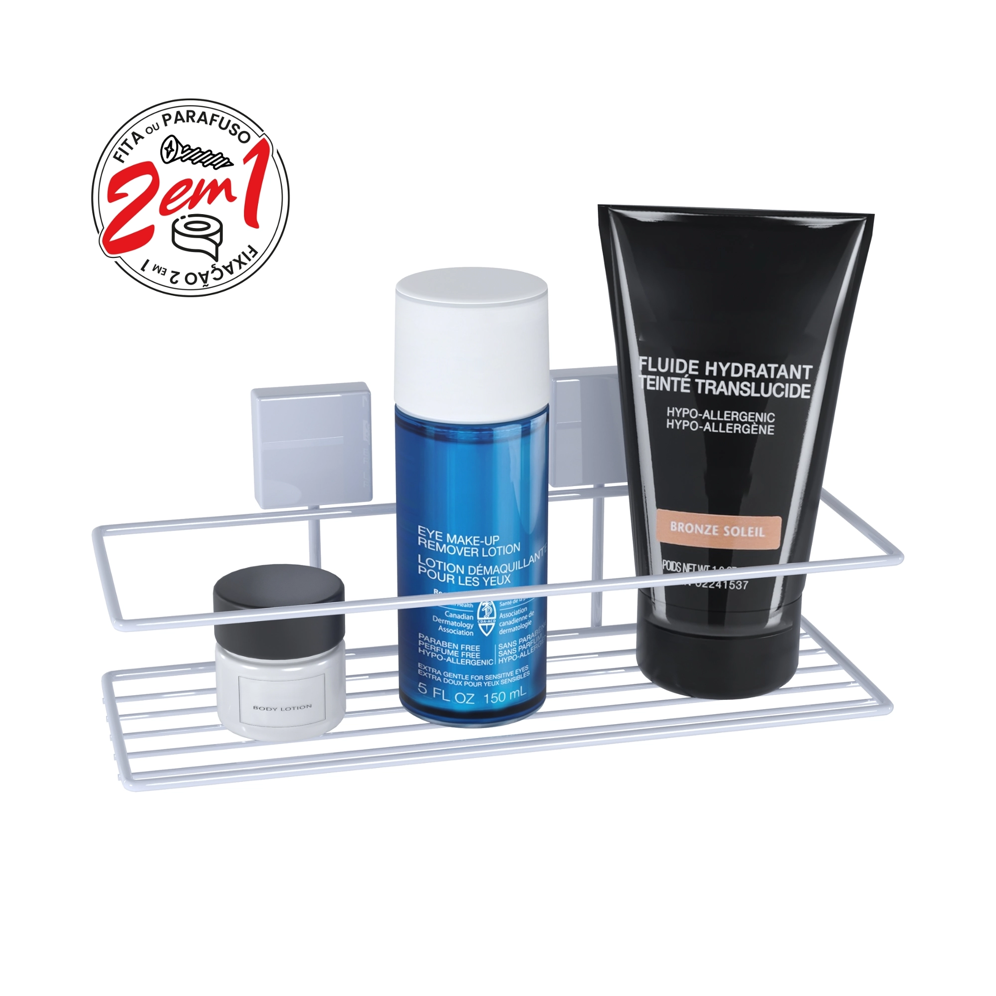 Suporte Shampoo Retangular Exclusive Fort Fix Branco Or0277 Dicarlo
