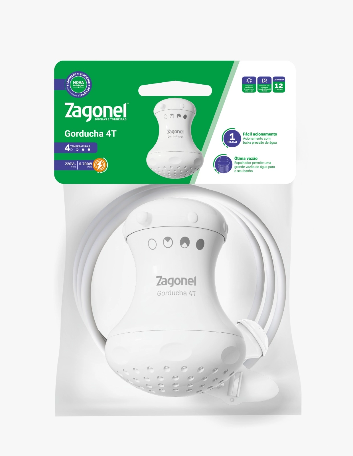 Ducha Gorducha 4 Temperatura 5450w 127v Branco
