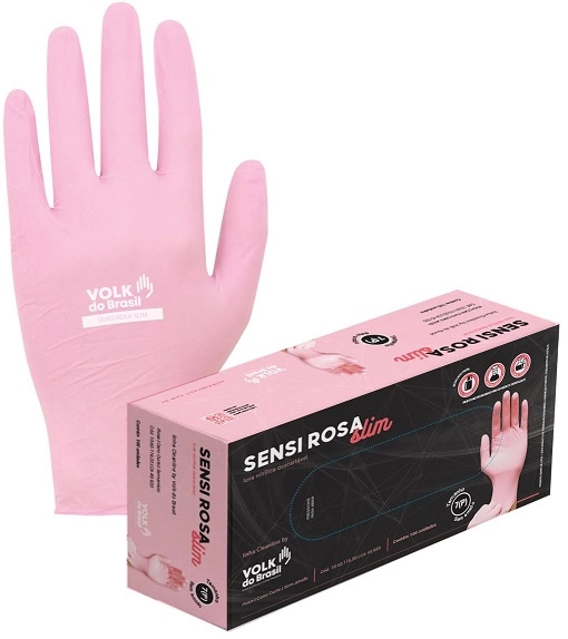 Luva Nutrilica Slim Volk C/100 Sensi Rosa P