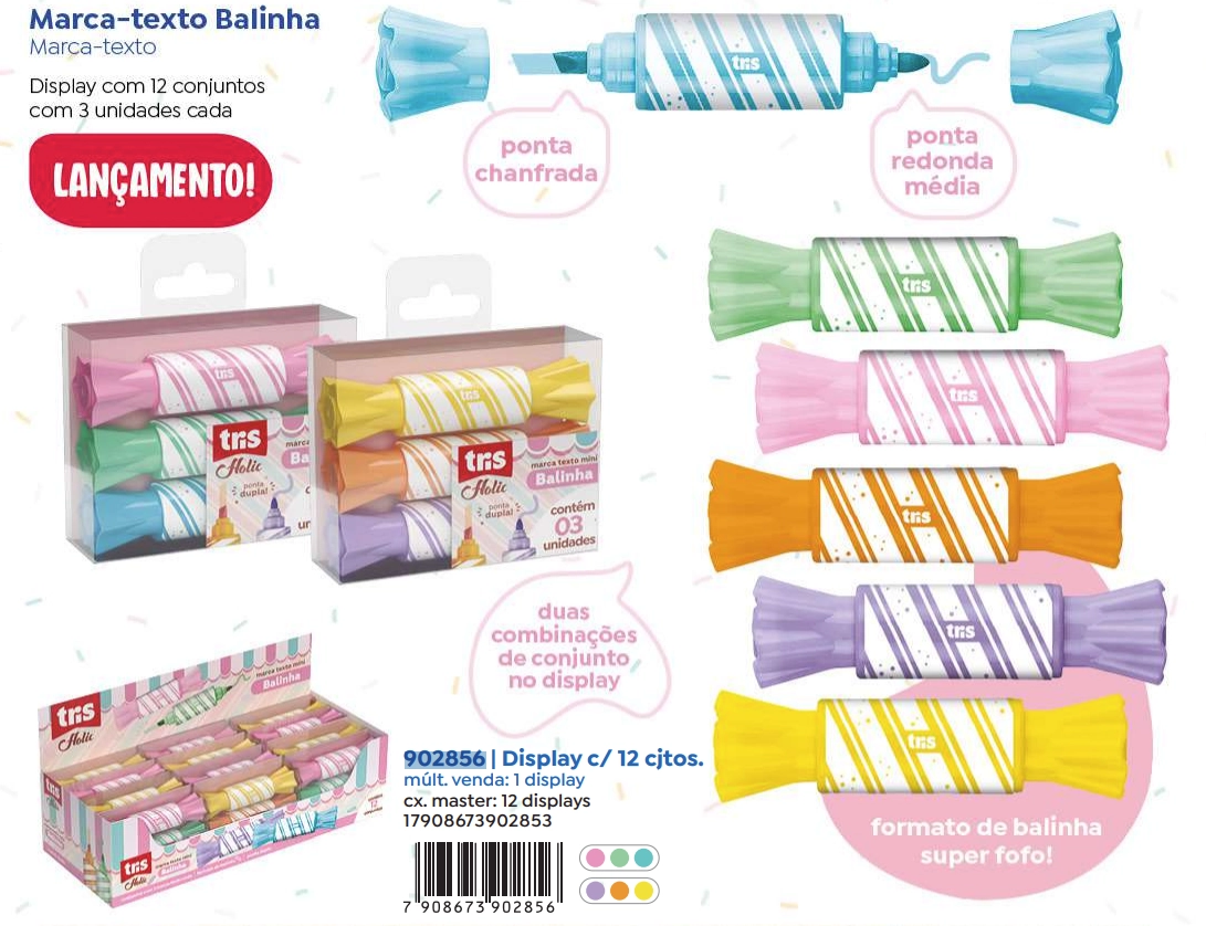 Marca Texto Holic Balinha Sortido C/3 Tris