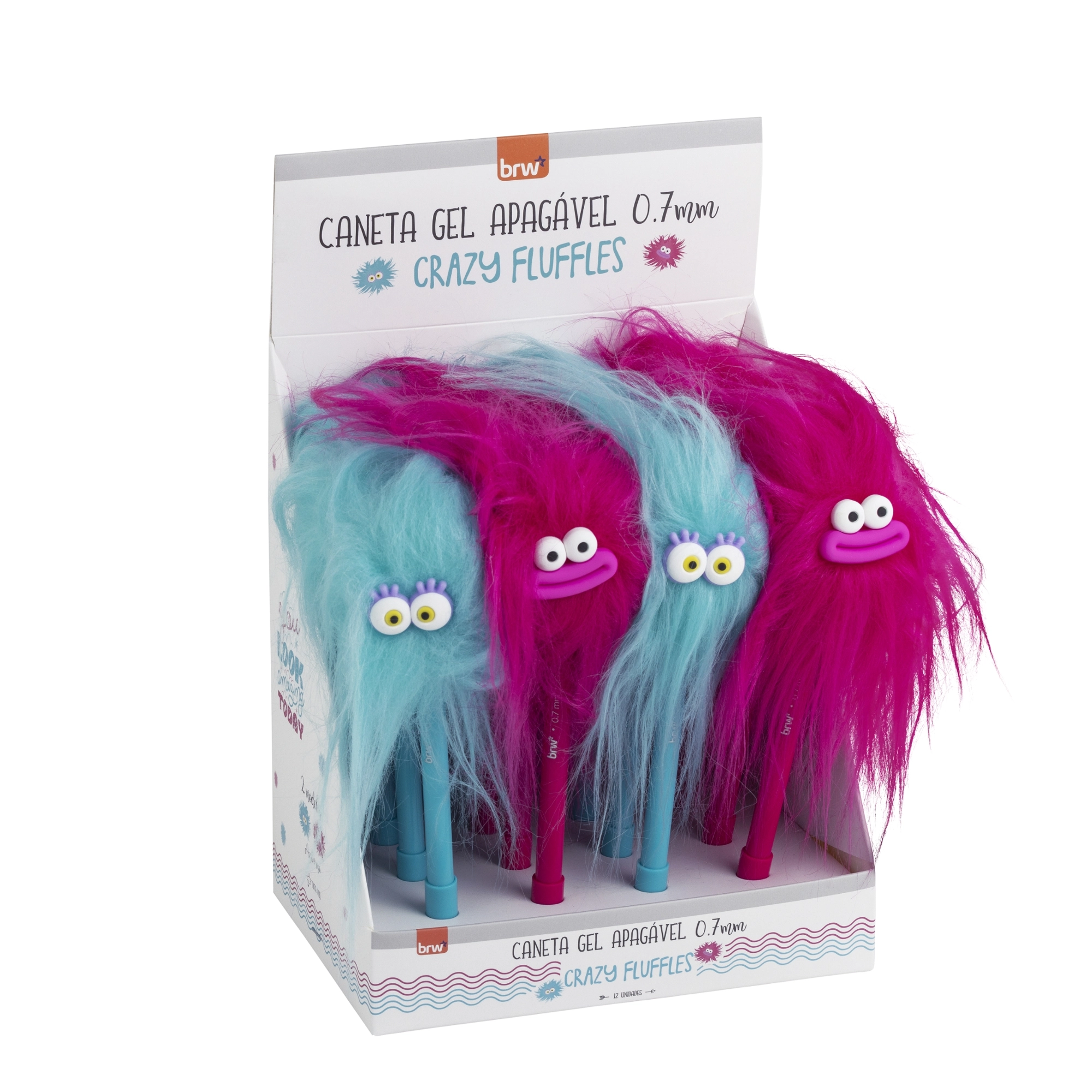 Caneta Gel Crazy Fluffles Apagavel Azul/rosa 0.7mm Brw