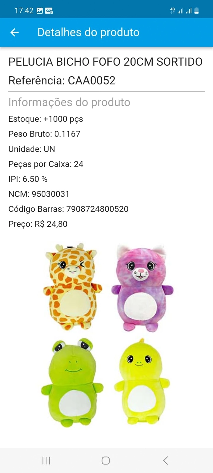 Pelucia Bicho Fofo 20cm Sortid