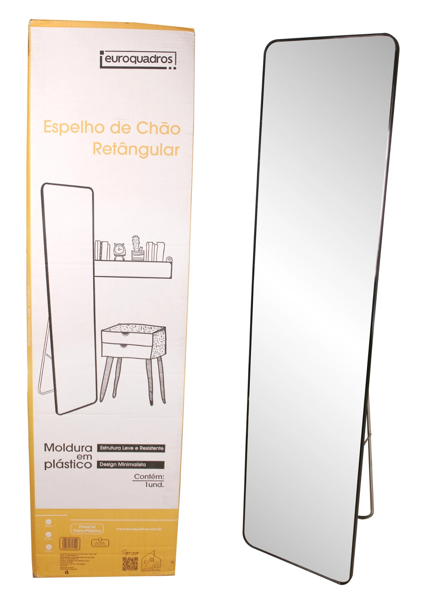 Espelho Chao 36x146cm Preto 318299 Euroquadros