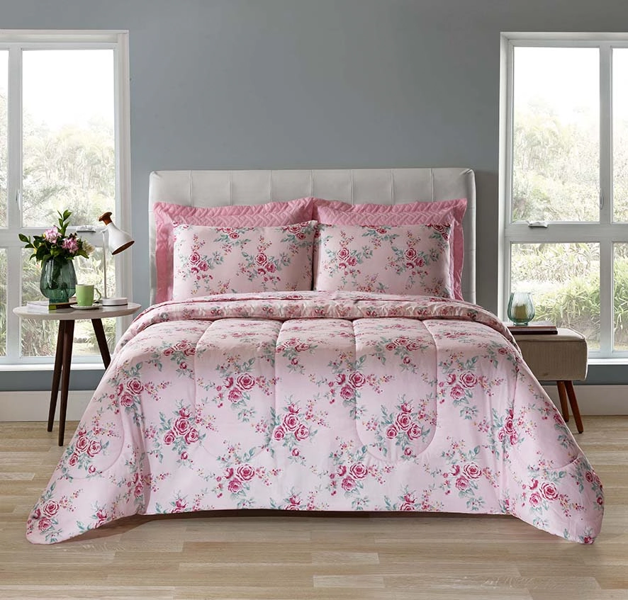 Jogo De Cama Casal Estampado 150 Fios Andreza 3 Peças