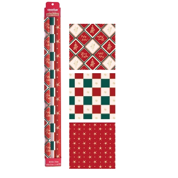 Kit Papel Present Noel Carmin Sort 70x100 3un 12000237 Cromus