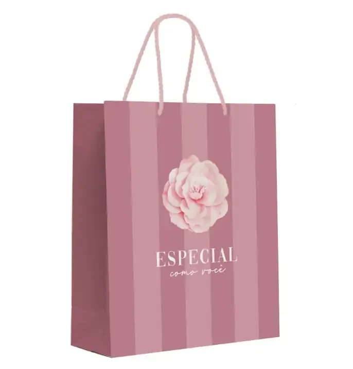 Sacola Premium Camelia M 26x31x10cm Cromus