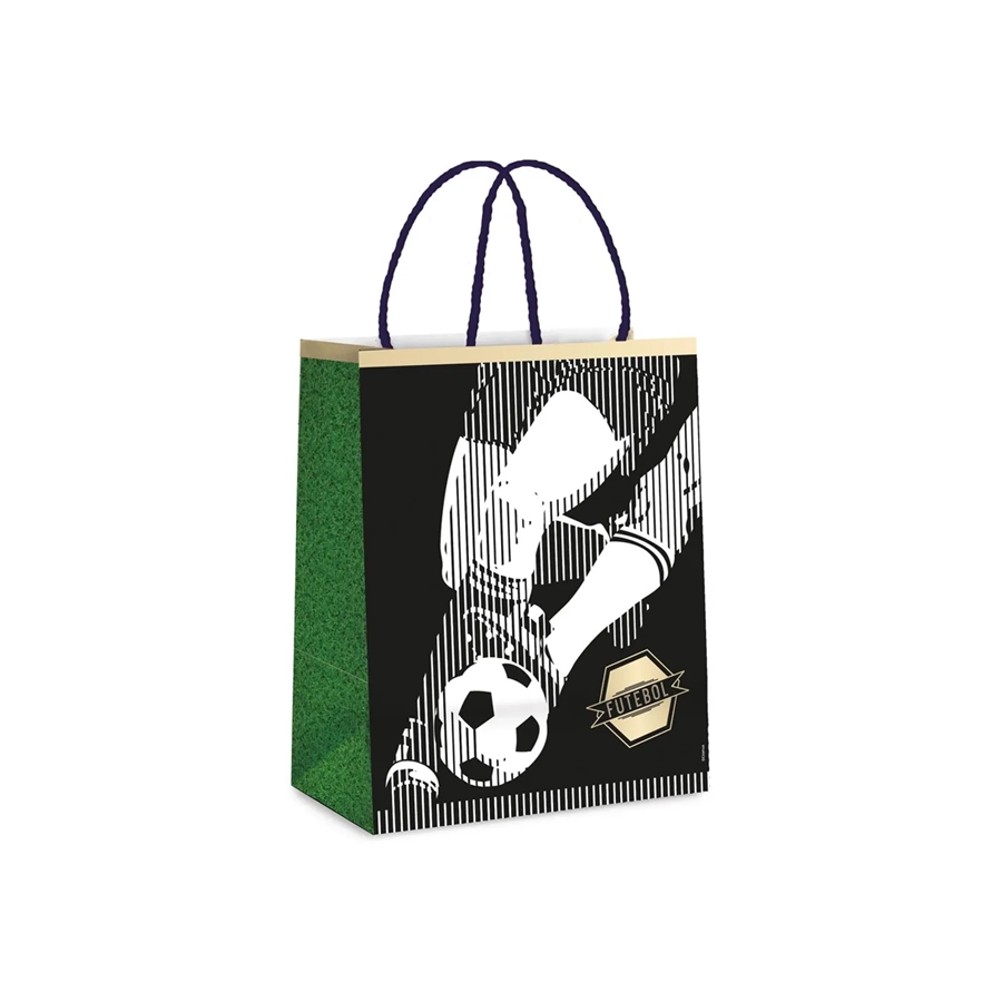 Sacola Papel Decor Futebol M 26x19,5x9,5