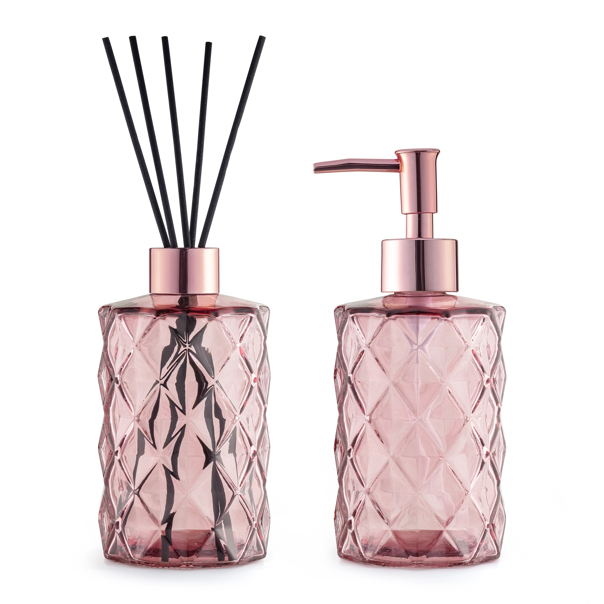 Saboneteira E Difusor Vidro Uz Rosa 330ml