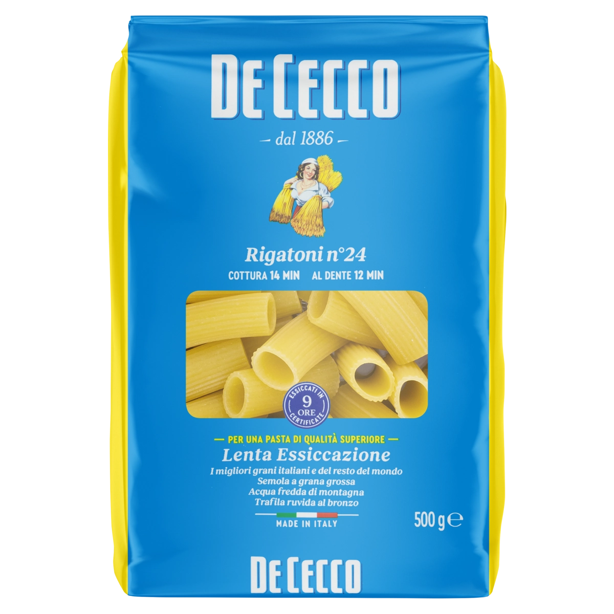 Macarrão De Sêmola De Trigo Grano Duro Rigatoni 24 De Cecco Pacote 500g