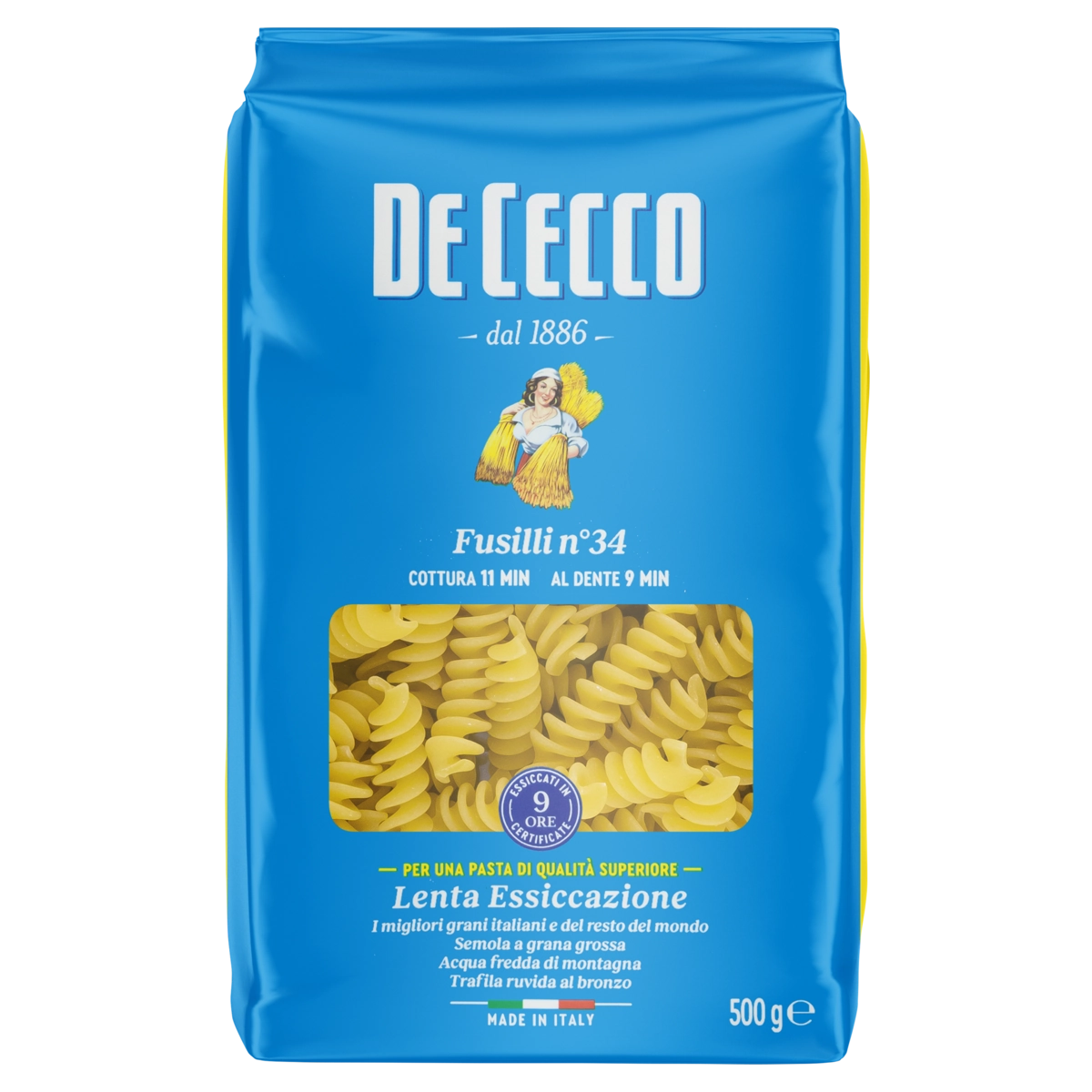 Macarrão De Sêmola De Trigo Grano Duro Fusilli 34 De Cecco Pacote 500g