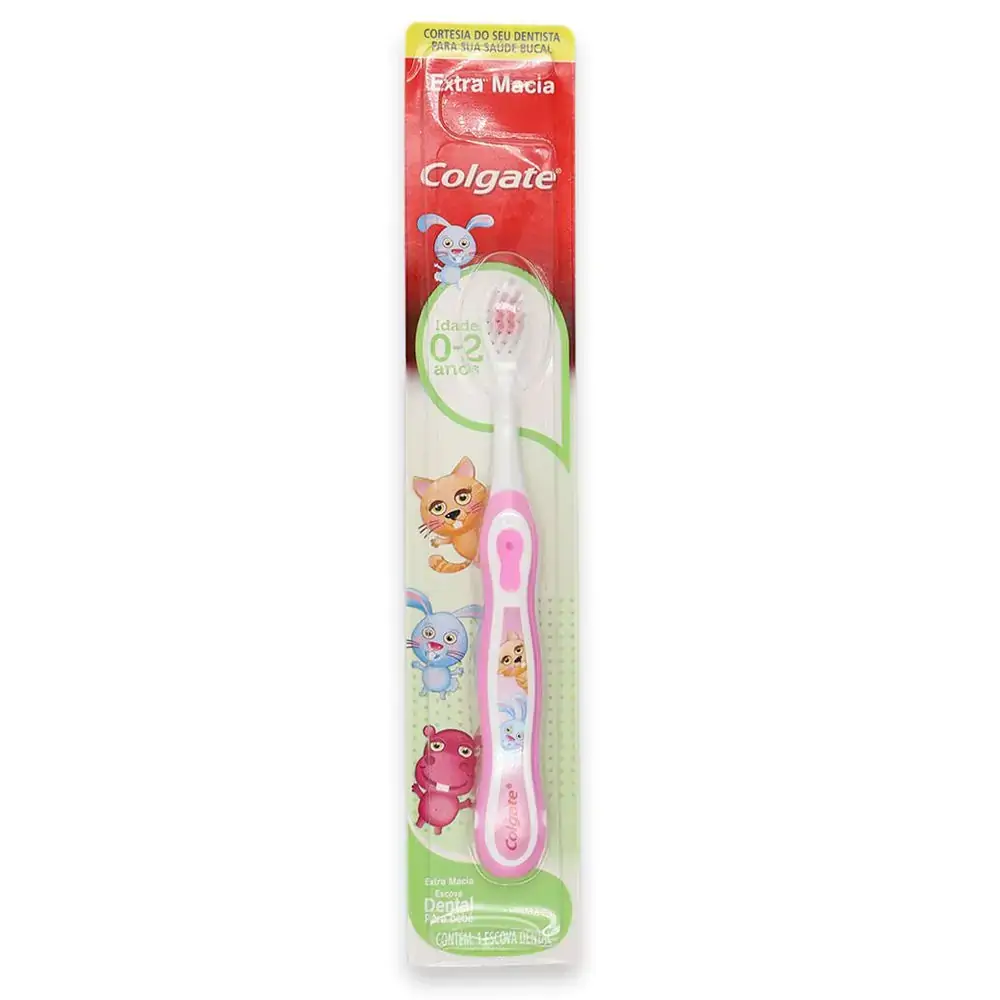 Escova Dental Infantil 0-2 Extra Macia - Colgate - Escova Dental Infantil 0-2 Coelho Extra Macia Ros