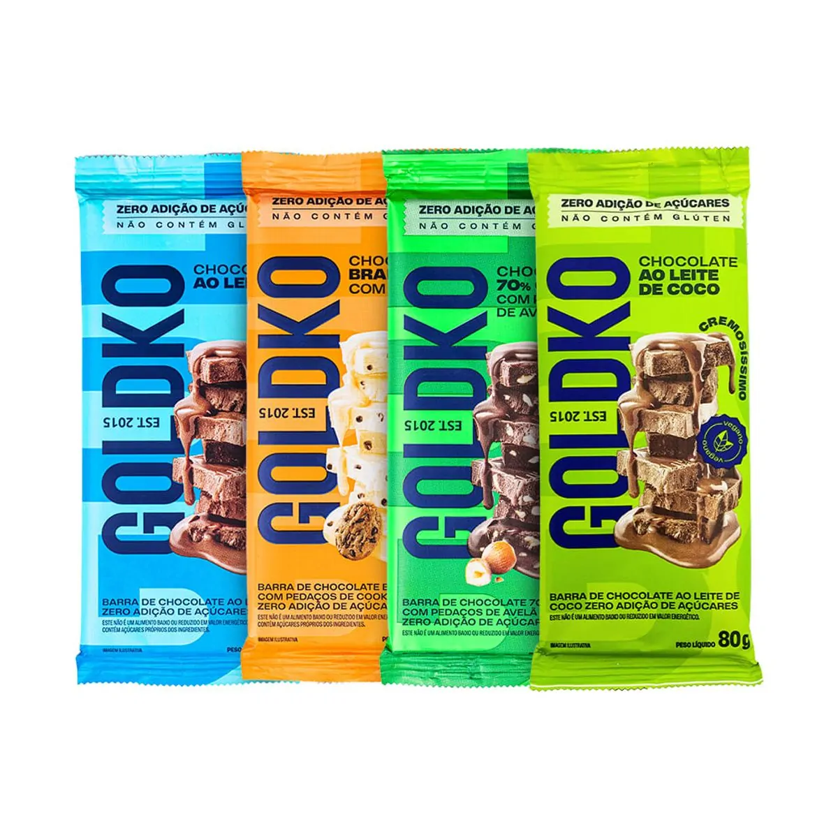 Combo degustação - Barras de chocolate zero adição de açúcares 80g