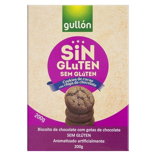 Biscoito Cookie Chocolate Com Gotas De Chocolate Sem Glúten Gullón Caixa 200g