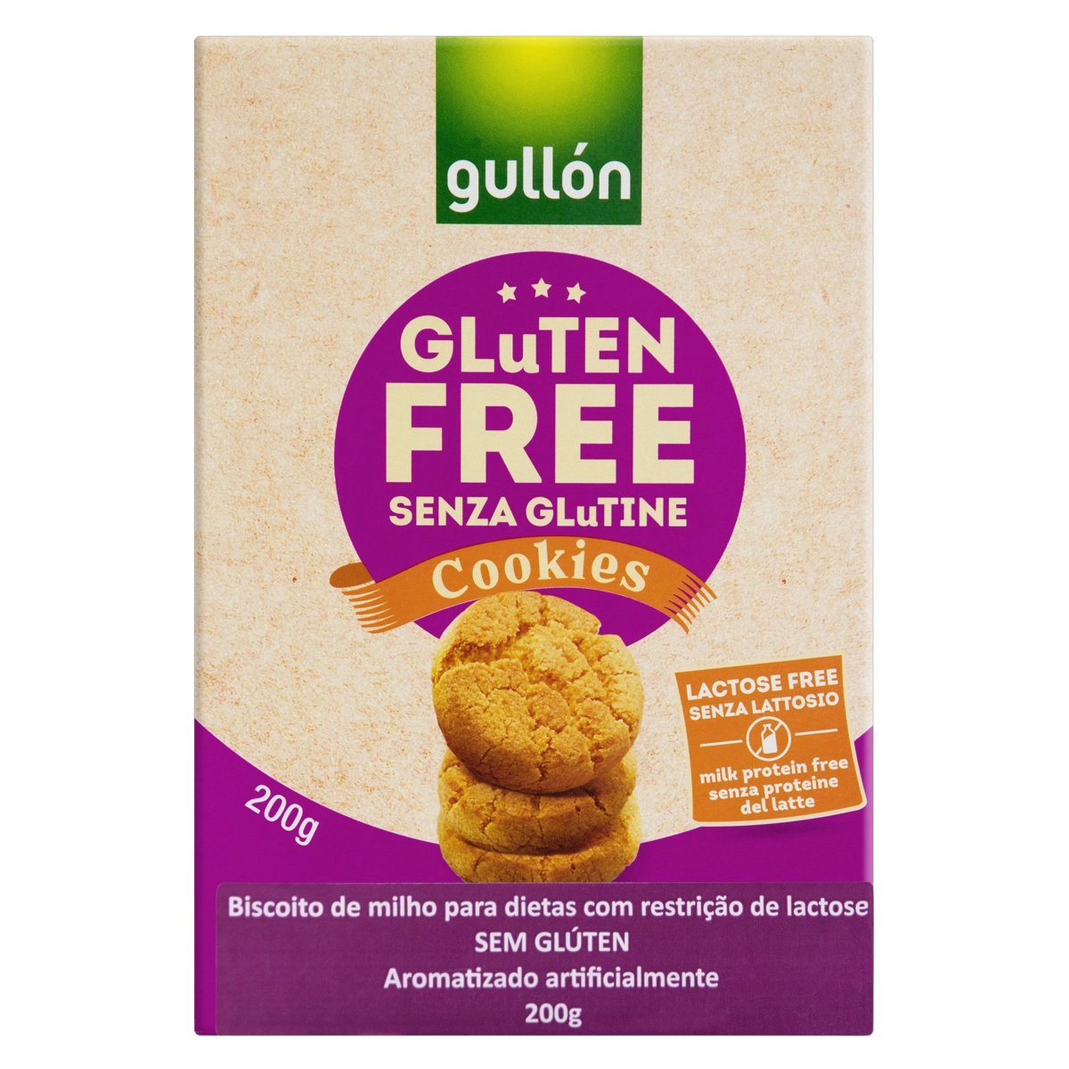 Biscoito Cookie Milho Sem Glúten Zero Lactose Gullón Caixa 200g