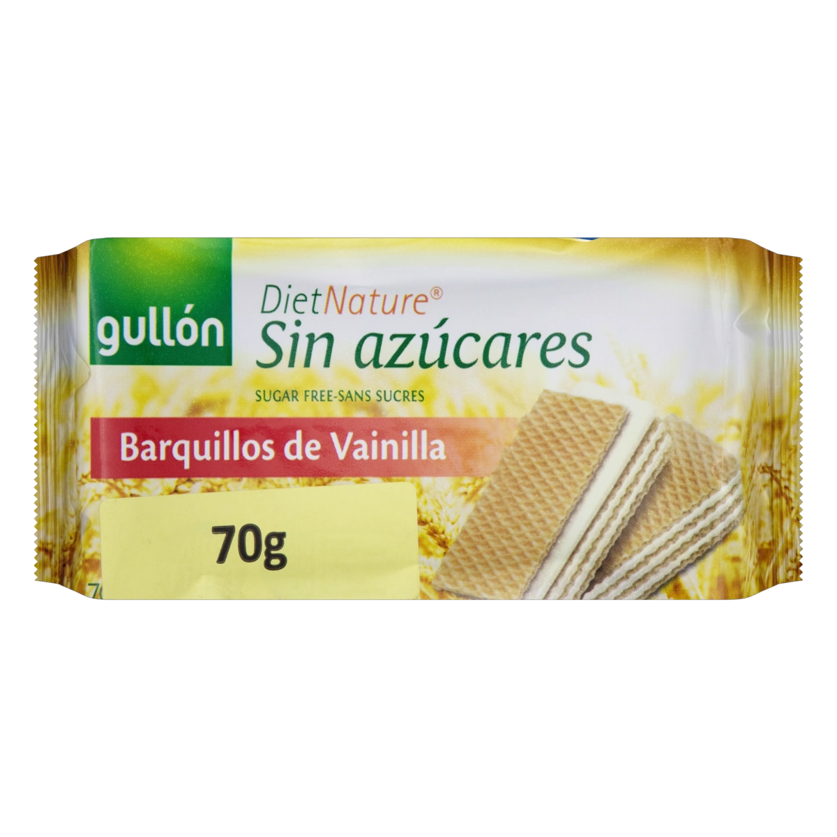 Biscoito Wafer Recheio Creme De Baunilha Zero Açúcar Gullón Diet Nature Pacote 70g