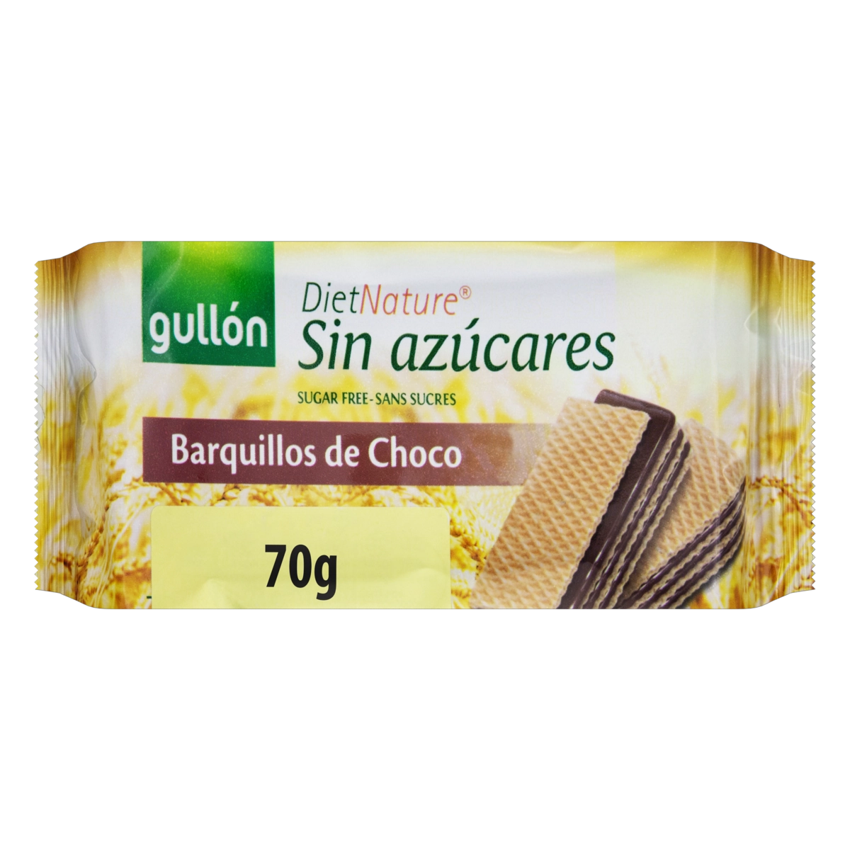 Biscoito Wafer Recheio Chocolate Zero Açúcar Gullón Diet Nature Pacote 70g