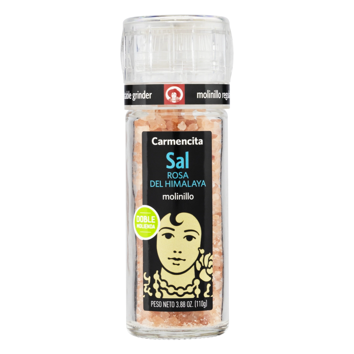 Sal Rosa Do Himalaia Com Moedor Carmencita Vidro 110g