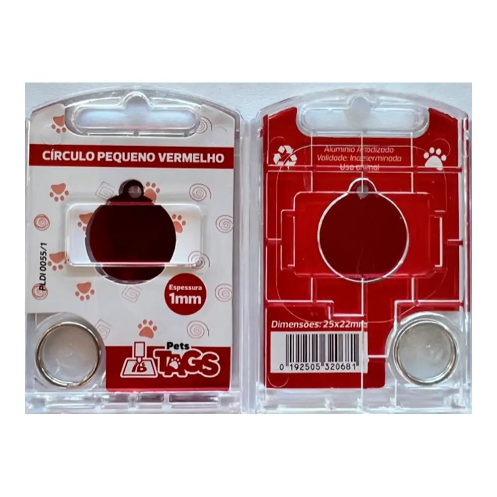 Pingente Pettags Circulo Pequeno Vermelho