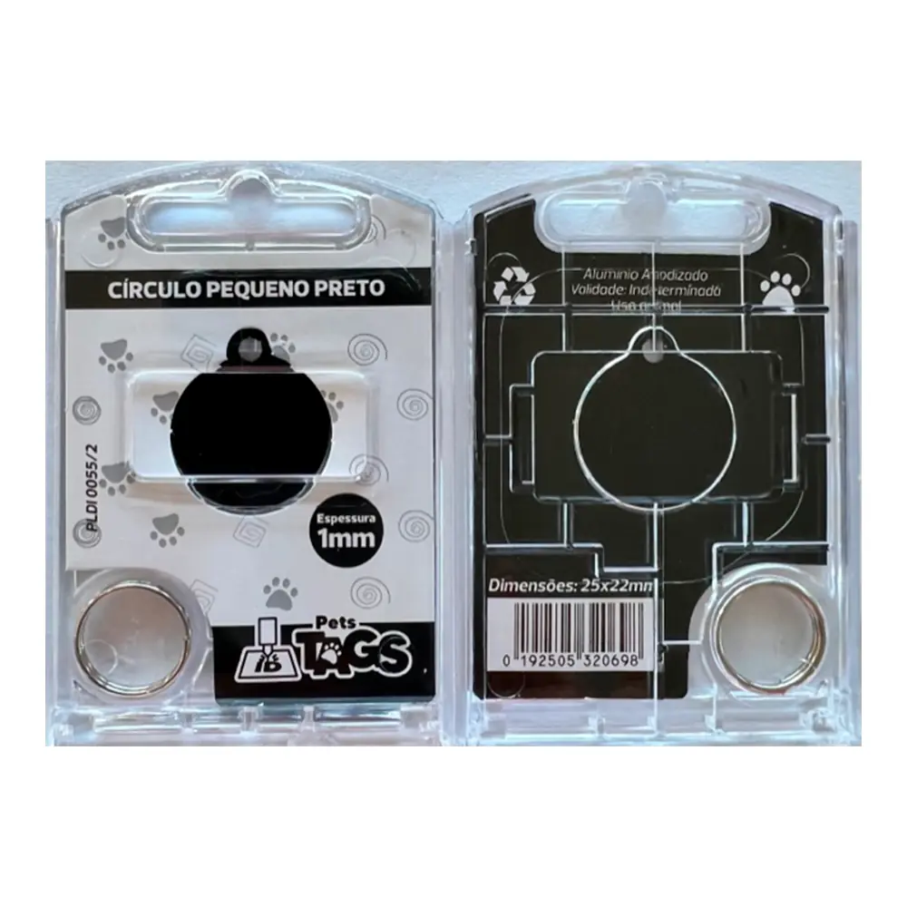 Pingente Pettags Circulo Pequeno Preto