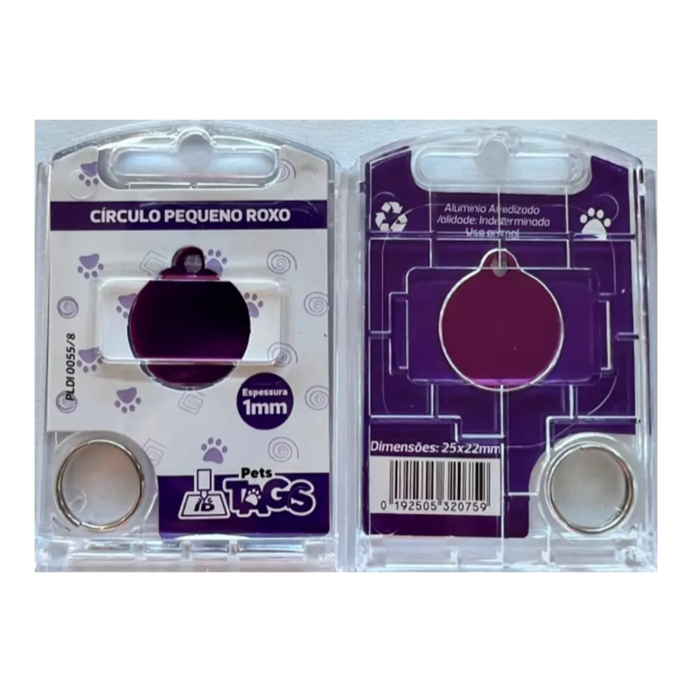 Pingente Pettags Circulo Pequeno Roxo