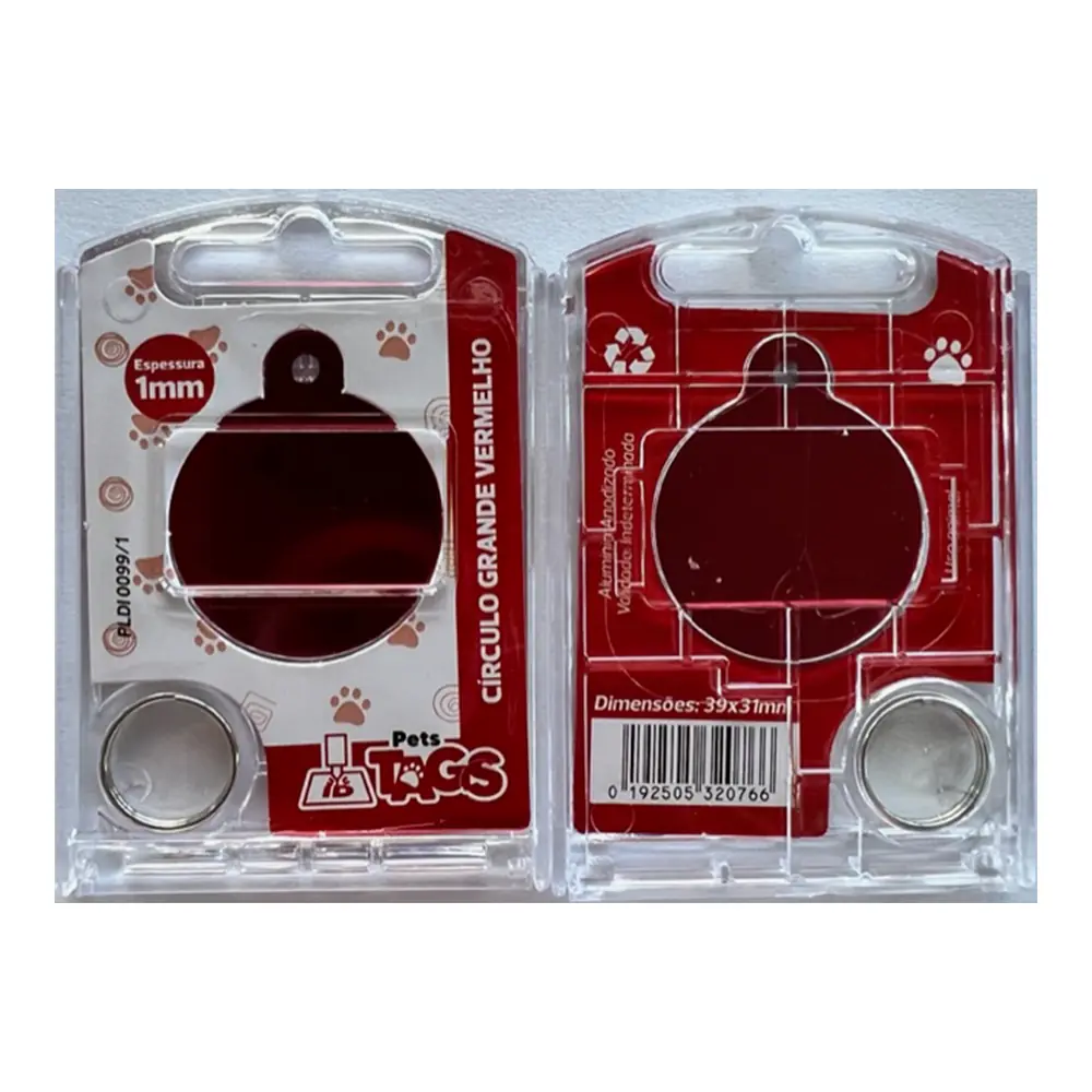 Pingente Pettags Circulo Grande Vermelho