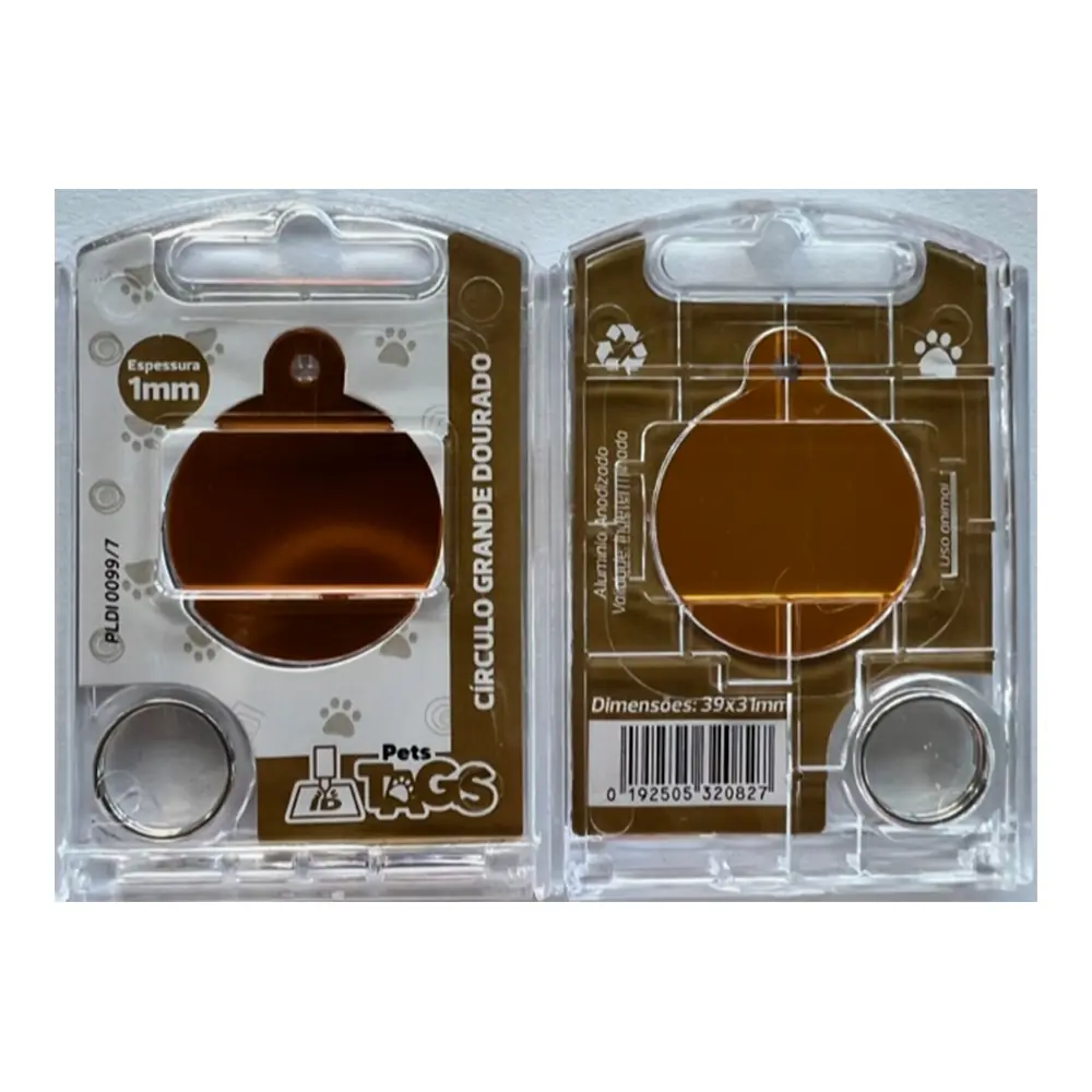 Pingente Pettags Circulo Grande Dourado
