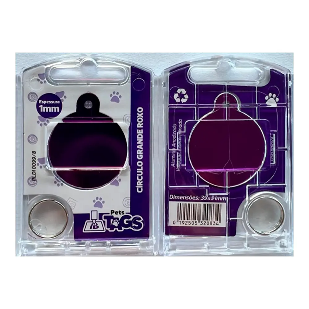 Pingente Pettags Circulo Grande Roxo