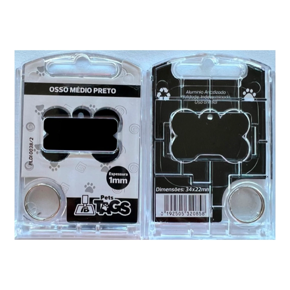 Pingente Pettags Osso Medio Preto