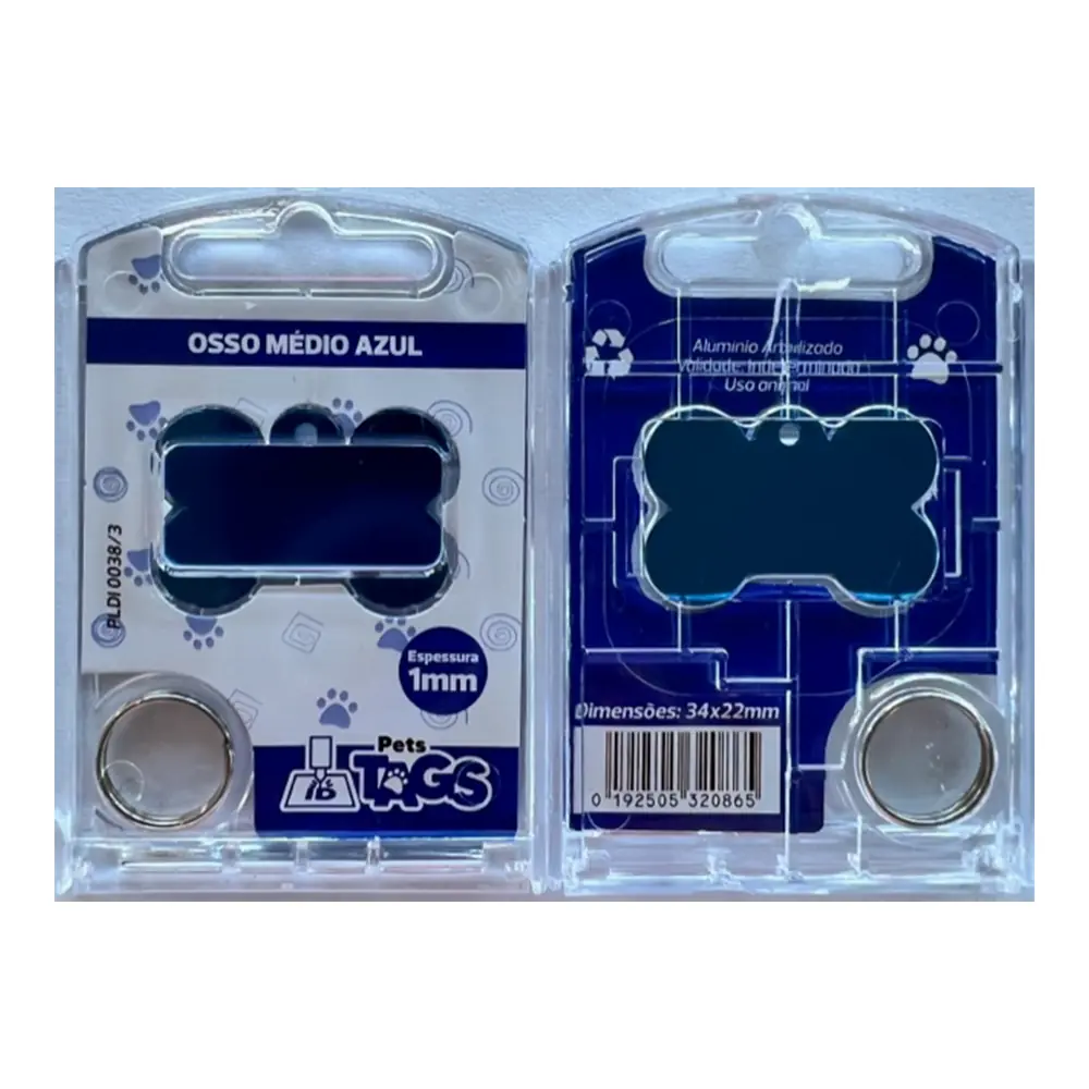 Pingente Pettags Osso Medio Azul