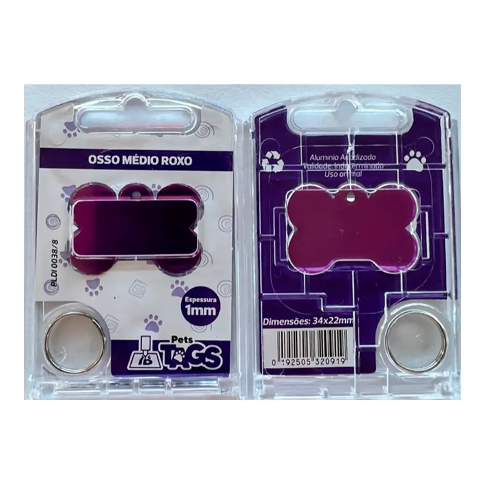 Pingente Pettags Osso Medio Roxo
