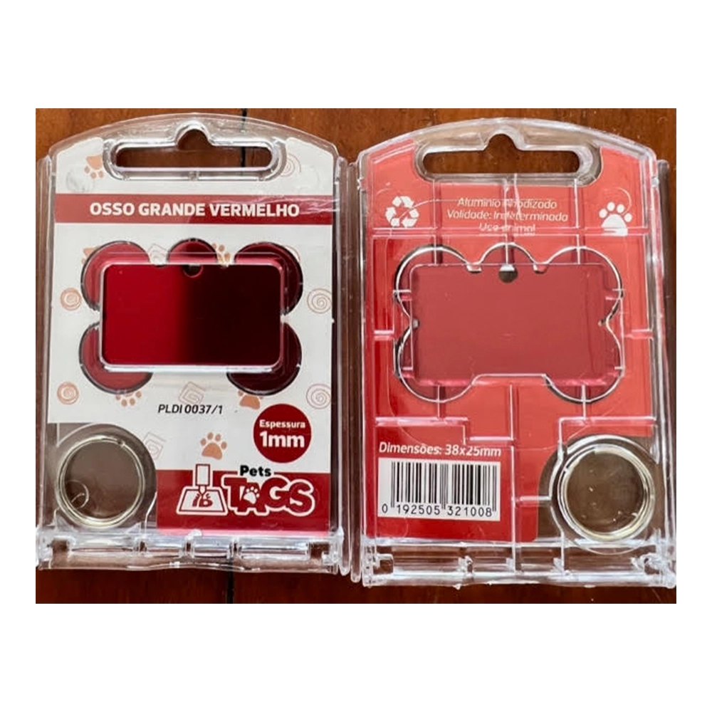 Pingente Pettags Osso Grande Vermelho